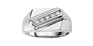 Anillo de diamantes para caballero de oro blanco de 10 quilates de 0,20 quilates, talla 10