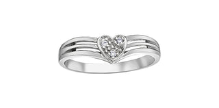 10K White Gold 0.02cttw Diamond Heart Ring, Size 6.5