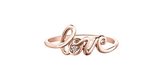 Anillo de amor con diamantes de 0,01 quilates en oro rosa de 10 quilates, talla 6,5