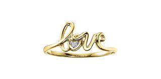10K Yellow Gold 0.01cttw Diamond Love Ring, size 6.5