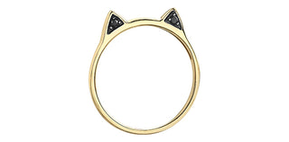 10K Yellow Gold 0.06cttw Treated Black Diamond "Cat" Ring, size 6.5