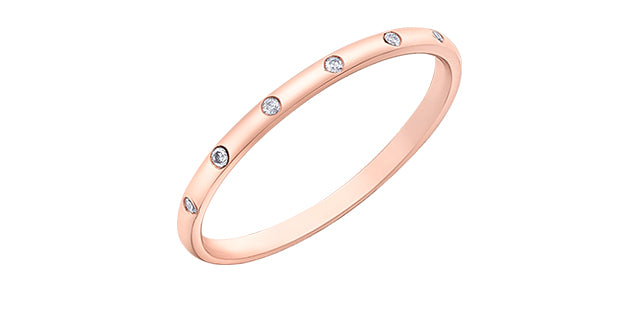 10K Rose Gold 0.035cttw Diamond Ring, size 6.5