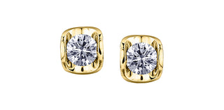 Aretes de diamantes en oro amarillo de 10 quilates, 0,15 quilates