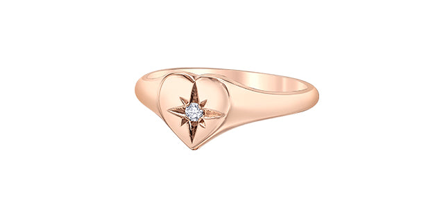 10K Rose Gold 0.03cttw Canadian Diamond Heart Ring, Size 6.5