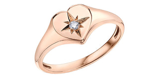 10K Rose Gold 0.03cttw Canadian Diamond Heart Ring