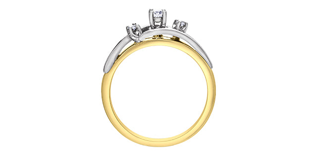 10K Yellow &amp; White Gold 0.11cttw Diamond Engagement Ring, Size 6.5