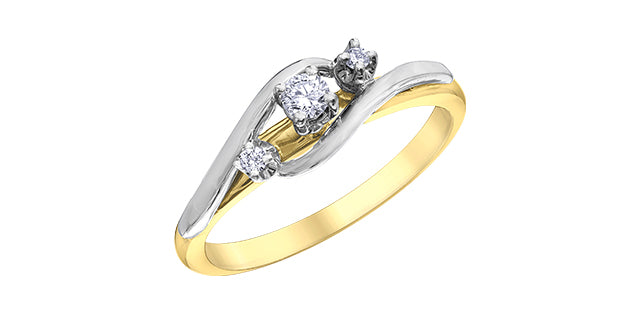 10K Yellow &amp; White Gold 0.11cttw Diamond Engagement Ring, Size 6.5