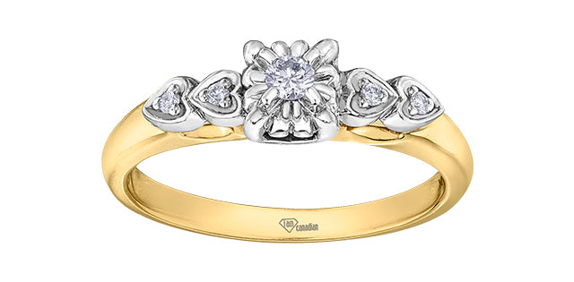 10K Yellow Gold 0.10cttw Round Brilliant Cut Canadian Diamond Engagement Ring (Band sold separately)