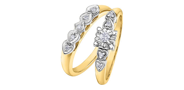 Anillo de compromiso de diamantes canadienses de talla brillante redonda de 0,10 quilates en oro amarillo de 10 quilates (la banda se vende por separado)