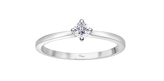 10K White Gold 0.18cttw Canadian Diamond Engagement Ring, size 6.5