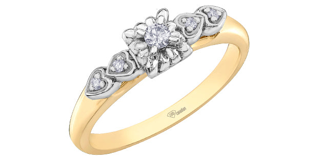 Anillo de compromiso de diamantes canadienses de talla brillante redonda de 0,10 quilates en oro amarillo de 10 quilates (la banda se vende por separado)