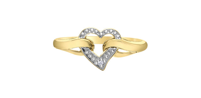 10K Yellow Gold 0.01cttw Diamond Heart Ring, size 6