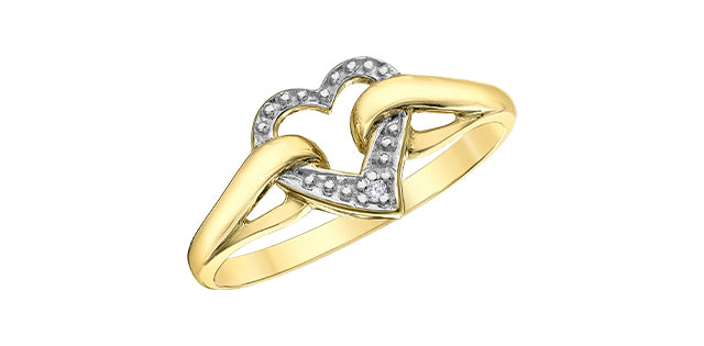 10K Yellow Gold 0.01cttw Diamond Heart Ring, size 6