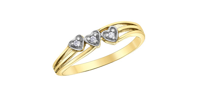 10K Yellow Gold 0.02cttw Diamond Heart Ring, size 6