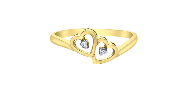 10K Yellow Gold 0.01cttw Diamond Heart Ring, size 6