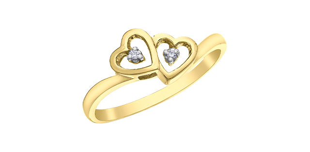 10K Yellow Gold 0.01cttw Diamond Heart Ring, size 6