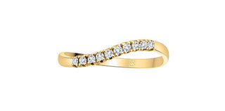 Anillo de oro amarillo de 10 quilates con diamantes de 0,10 quilates de talla redonda, 6,5