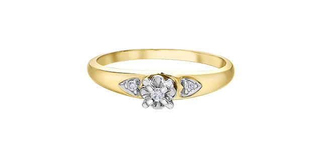 10K Yellow &amp; White Gold 0.04cttw Diamond Engagement Ring, Size 6.5