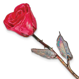 Rosa real recortada en cobre bañada en laca roja