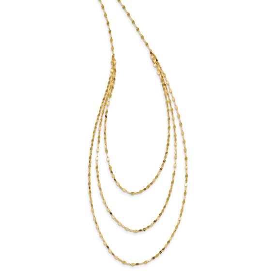 14K Triple Layer Polished Fancy Necklace - 19.5 Inches