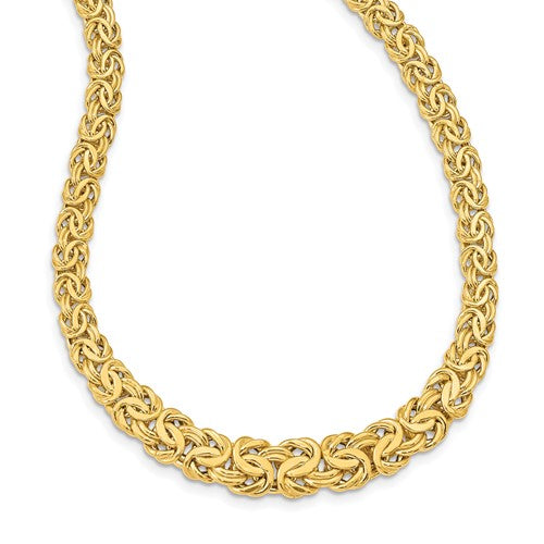 14k Fancy Graduated 7-12mm Flat Byzantine Necklace
