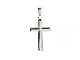 925 Sterling Silver 34mm x 20mm Hollow Pyramid Style Cross Charm