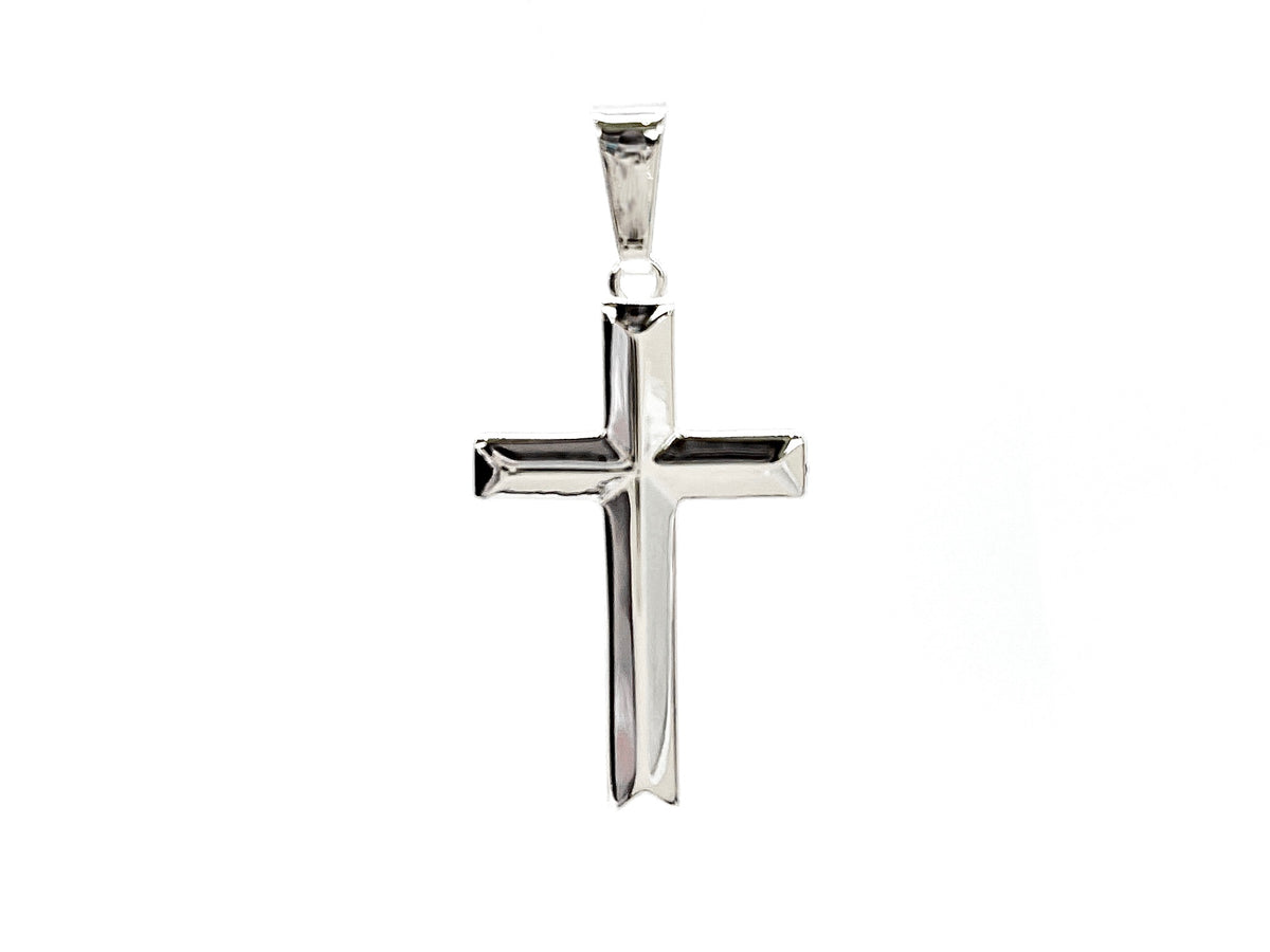 925 Sterling Silver 34mm x 20mm Hollow Pyramid Style Cross Charm