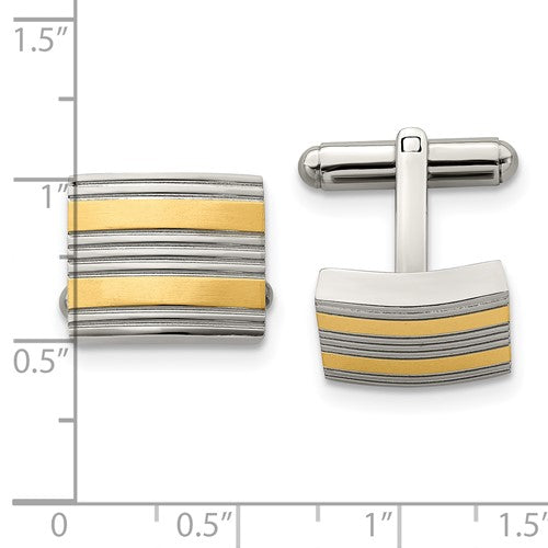 Stainless Steel Polished Yellow Gold Plated Cufflinks