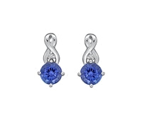 10K White Gold 1.10cttw Genuine Tanzanite &amp; 0.012cttw Diamond Earrings