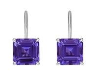 10K White Gold 2.10cttw Amethyst Drop Earrings with Lever Backs