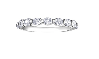14K White Gold Oval Cut Diamond Band - Size 6.5