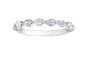 14K White Gold Pear Shape Cut Diamond Band - Size 6.5