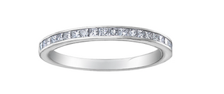 14K White Gold Princess Cut Channel Set Diamond Band - Size 6.5