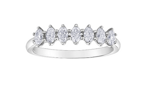 14K White Gold Oval Cut Diamond Band - Size 6.5