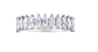 14K White Gold Marquise Cut Diamond Band - Size 6.5