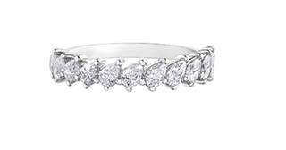14K White Gold Pear Shape Cut Diamond Band - Size 6.5