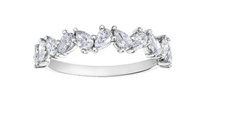 14K White Gold Pear Shape Cut Diamond Band