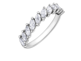 14K White Gold Marquise Cut Diamond Band - Size 6.5