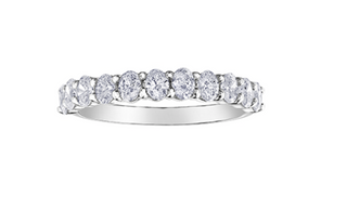 14K White Gold Oval Cut Diamond Band - Size 6.5