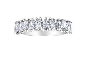 14K White Gold Pear Shape Cut Diamond Band - Size 6.5