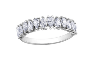 14K White Gold Pear Shape Cut Diamond Band - Size 6.5