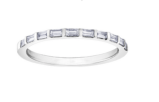 14K White Gold Baguette Cut Channel Set Diamond Band - Size 6.5