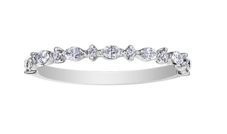 14K White Gold Marquise & Round Cut Claw Set Diamond Band - Size 6.5