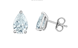 Pendientes de oro blanco de 14 quilates con forma de pera y diamantes cultivados en laboratorio de 1,00 a 2,00 quilates