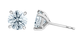Aretes estilo engarce de diamantes cultivados en laboratorio de oro blanco de 14 quilates