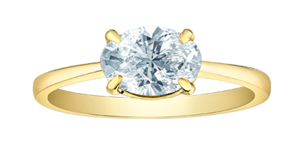 14K Lab Grown Oval Shape Four Claw Diamond Ring