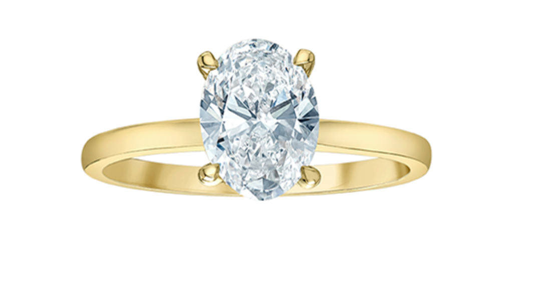 14K Lab Grown Oval Shape Four Claw Diamond Ring