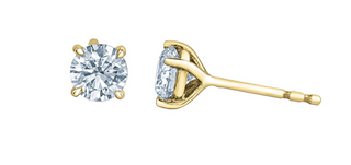 14K Gold 2.00cttw Lab Grown Round Brilliant Diamond Solitaire Claw Set Style Earrings