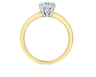 Anillo de diamantes redondos brillantes de cuatro garras cultivados en laboratorio de 14 quilates