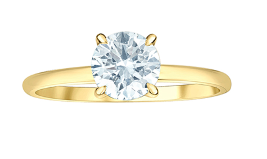 14K Lab Grown Round Brilliant Four Claw Diamond Ring
